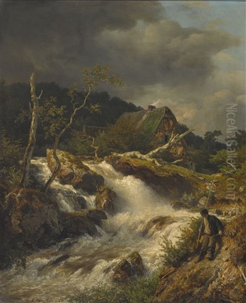 Wildbach Im Gebirge Oil Painting by Andreas Achenbach