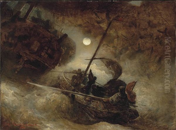 The Shipwreck Oil Painting by Andreas Achenbach