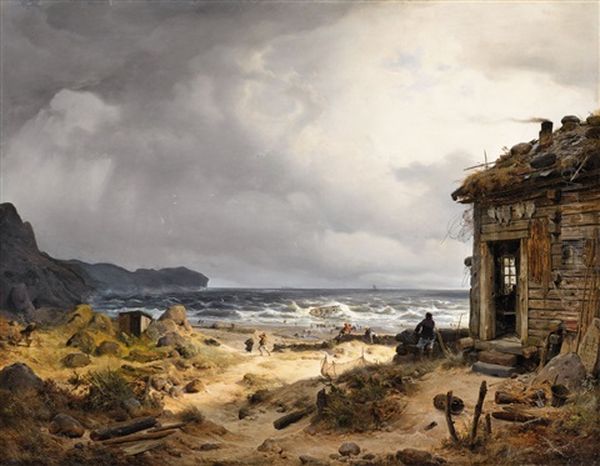 Nordic Coastal Landscape Oil Painting by Andreas Achenbach