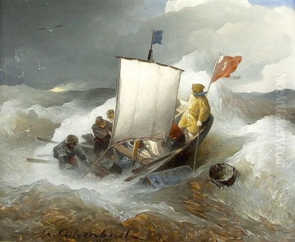 Auf Sturmischer See Oil Painting by Andreas Achenbach