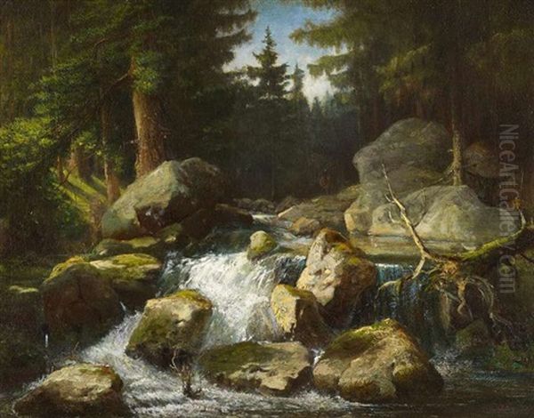 Waldbach Oil Painting by Andreas Achenbach