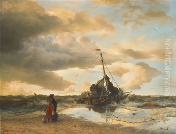 Return Of The Fisherman Oil Painting by Andreas Achenbach