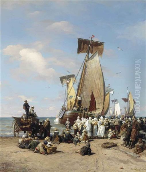 Farewell To The Fleet Oil Painting by Andreas Achenbach