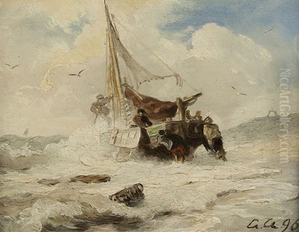 Departure In Stormy Sea by Andreas Achenbach