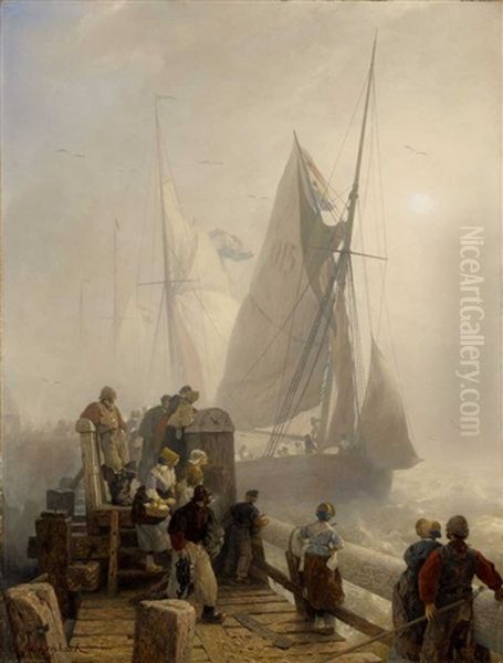 Einlaufende Schiffe by Andreas Achenbach