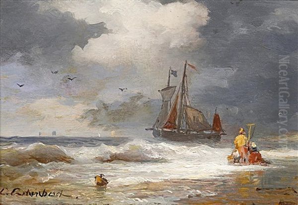 Krabbenfischer Am Strand Oil Painting by Andreas Achenbach