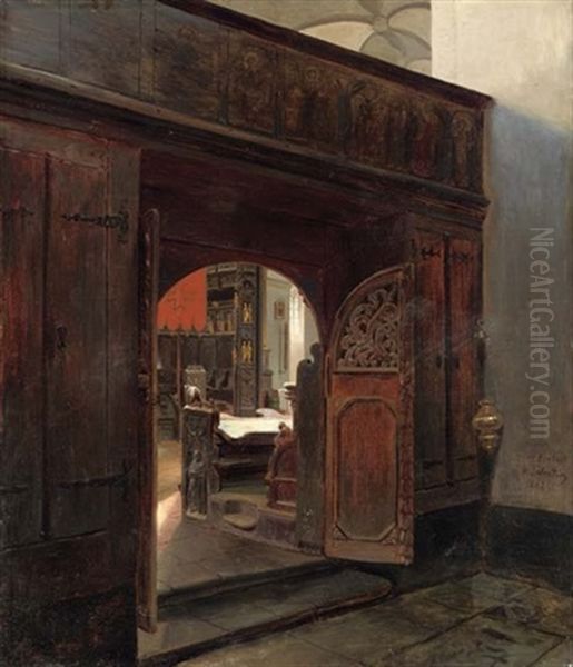 A Church Interior (collab. W/hubert Salentin) by Andreas Achenbach