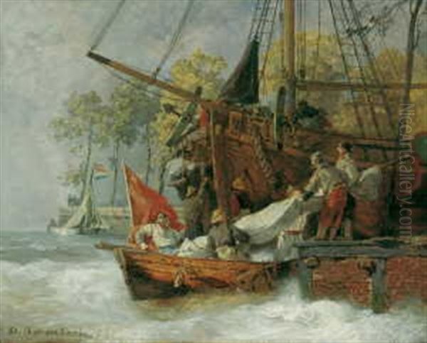 Hafeneinfahrt Bei Sturmischer See Oil Painting by Andreas Achenbach