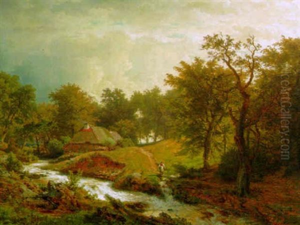 Westfalische Landschaft Mit Wildbach Oil Painting by Andreas Achenbach