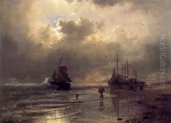 An Der Nordsee Oil Painting by Andreas Achenbach