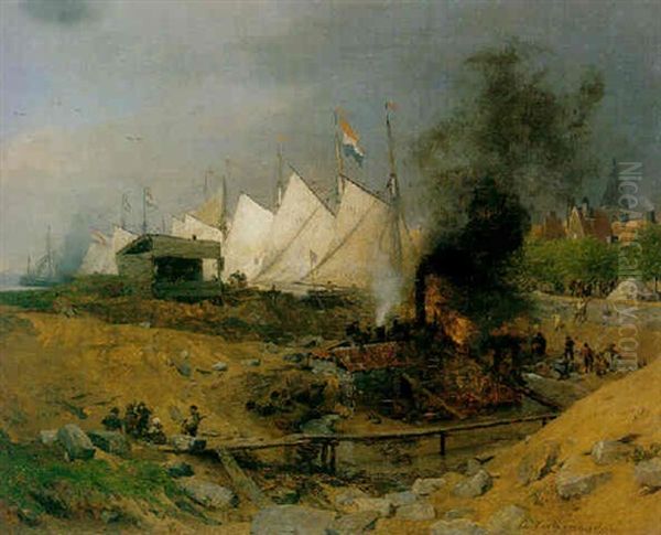 An Der Hollandischen Kuste Oil Painting by Andreas Achenbach