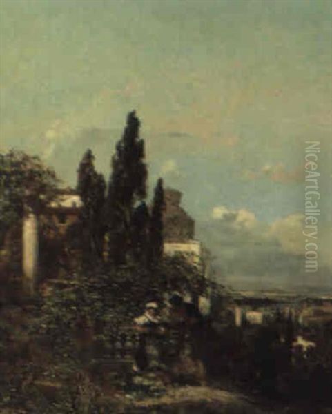 Stelldichein Oil Painting by Andreas Achenbach