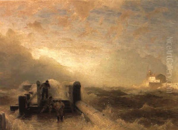 The Threatening Sea Oil Painting by Andreas Achenbach