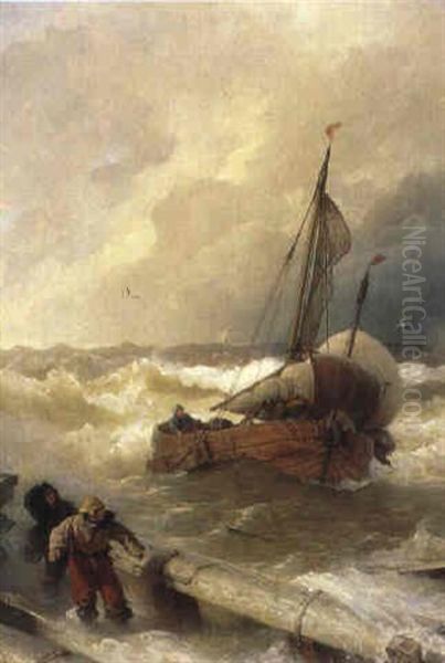 Das Lotsenboot Oil Painting by Andreas Achenbach