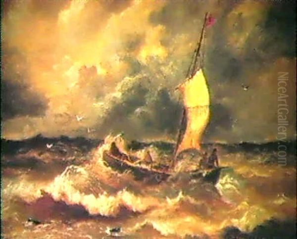 Auf Sturmischer See Oil Painting by Andreas Achenbach