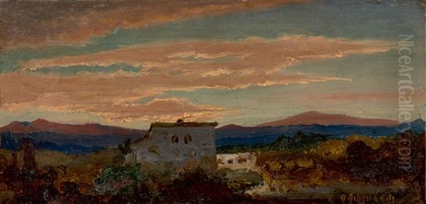 Italienienische Landschaft Am Abend by Oswald Achenbach