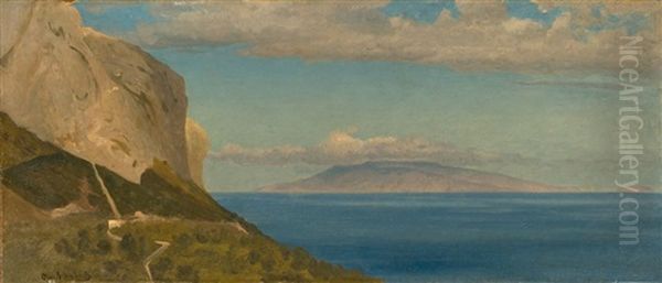 View From Capri Towards Ischia Oil Painting by Oswald Achenbach