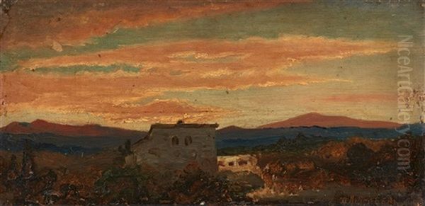 Oil Sketch Of A Southern Landscape Oil Painting by Oswald Achenbach