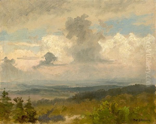 Storm Clouds Over The Mittelgebirge Oil Painting by Oswald Achenbach