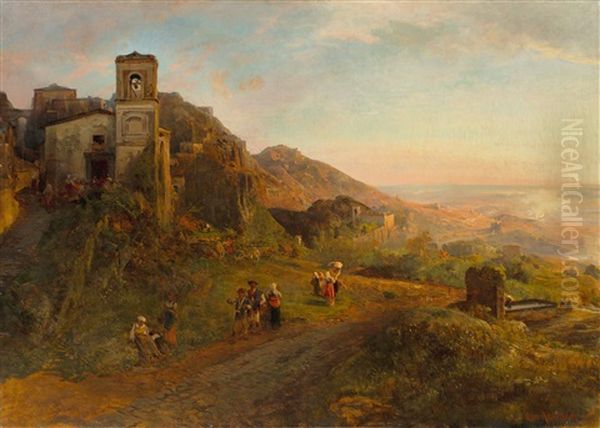 From The Area Around Rome Oil Painting by Oswald Achenbach