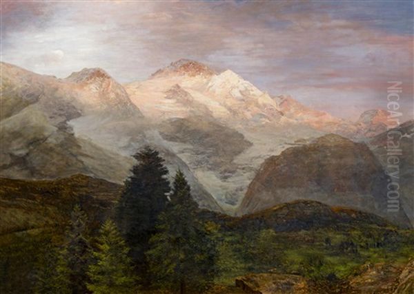 Blick Auf Das Jungfrau-massiv Oil Painting by Oswald Achenbach