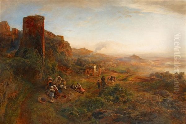 Abendstimmung In Den Albaner Bergen Oil Painting by Oswald Achenbach