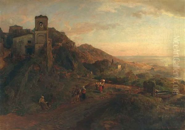 Environs De Rome Oil Painting by Oswald Achenbach