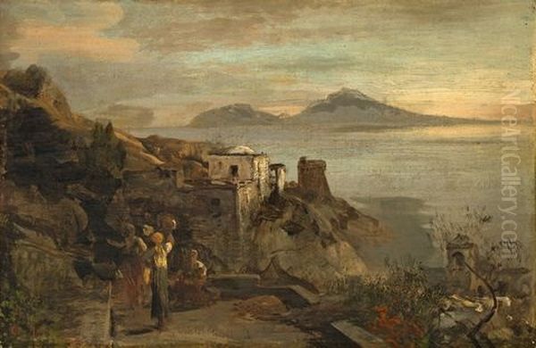 The Gulf Of Naples (study) Oil Painting by Oswald Achenbach