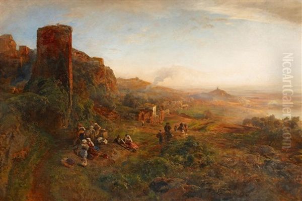 Abendstimmung In Den Albaner Bergen by Oswald Achenbach