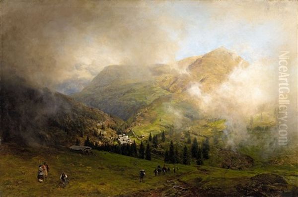 View Of Rigi Oil Painting by Oswald Achenbach