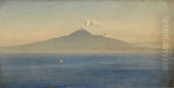 View Of Mount Vesuvius Oil Painting by Oswald Achenbach