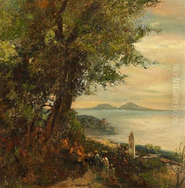 In Den Hugeln Am Golf Von Neapel. Studie Oil Painting by Oswald Achenbach