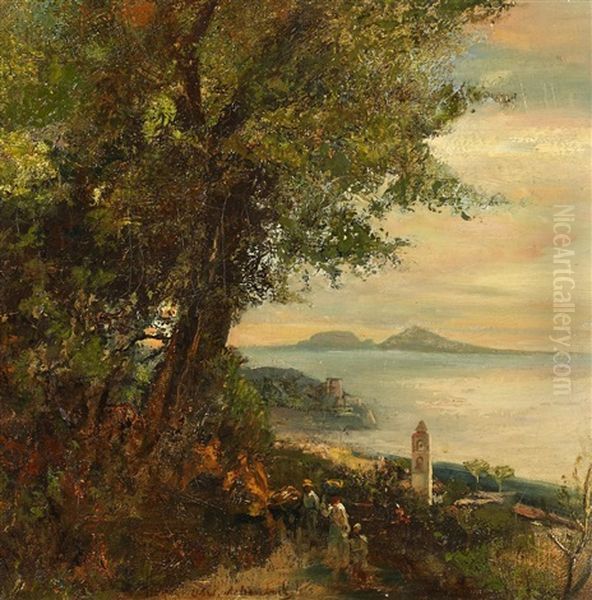 In Den Hugeln Am Golf Von Neapel Oil Painting by Oswald Achenbach