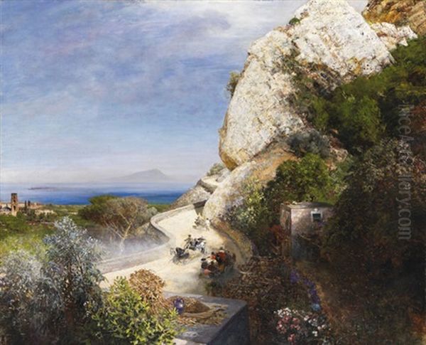 Capo D'orlando An Der Strase Zwischen Sorrent Und Castellamare Oil Painting by Oswald Achenbach