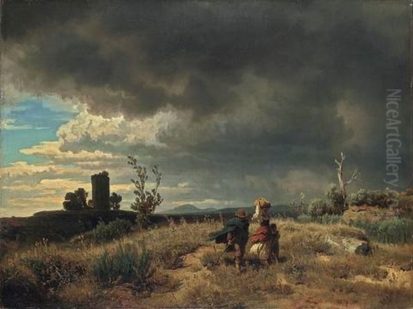 Before The Thunder Storm (campagna) Oil Painting by Oswald Achenbach