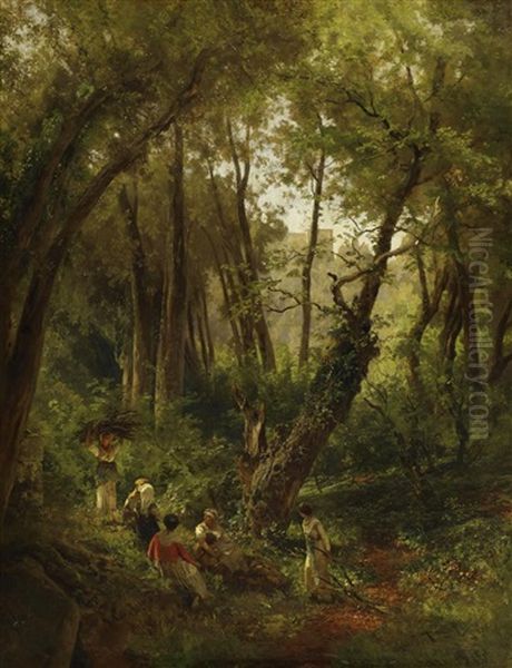 Wald Der Villa Chicci Oil Painting by Oswald Achenbach