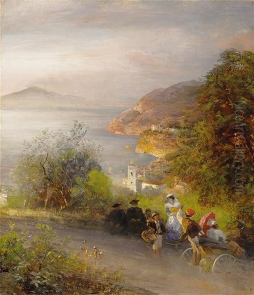 Abendstimmung Auf Capri Oil Painting by Oswald Achenbach