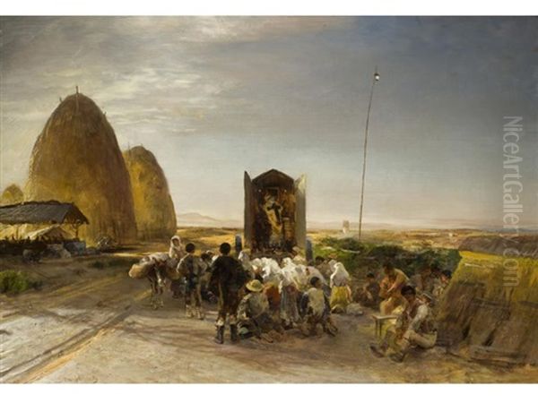 Zelebrierung Eines Messgottesdienst In Weiter Campagna-landschaft Oil Painting by Oswald Achenbach