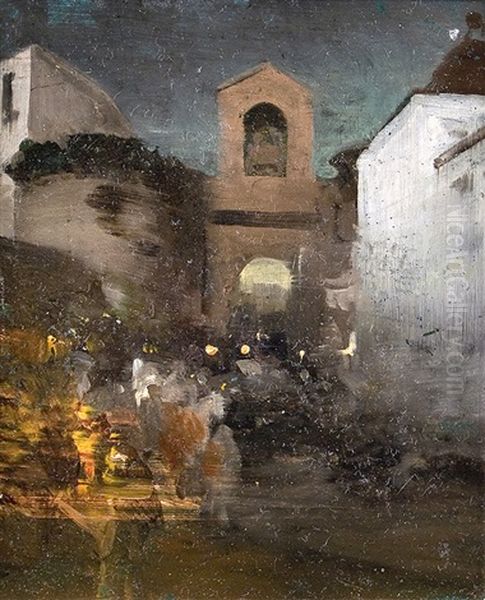 Porta Capuana In Naples Oil Painting by Oswald Achenbach