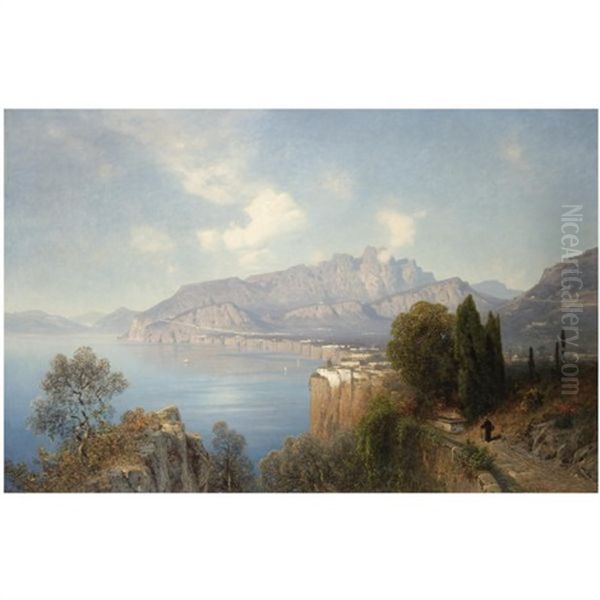 Sorrento Oil Painting by Oswald Achenbach