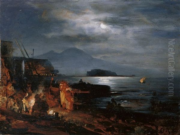 Die Bucht Von Neapel Oil Painting by Oswald Achenbach