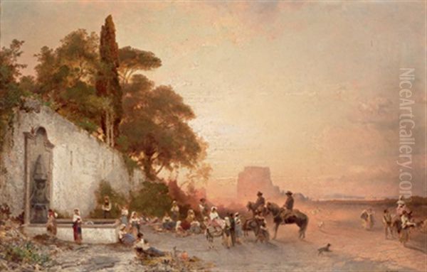 Vor Den Toren Roms - An Der Via Appia Oil Painting by Oswald Achenbach