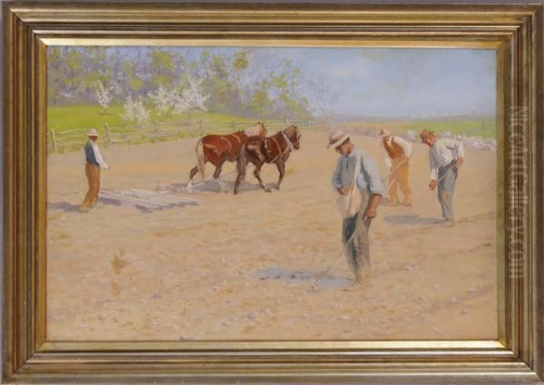 Seeding The Fields Oil Painting by Ab Frost