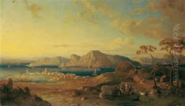 Italienische Kustenlandschaft Oil Painting by Oswald Achenbach