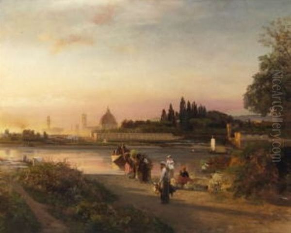 Blick Auf Florenz Oil Painting by Oswald Achenbach