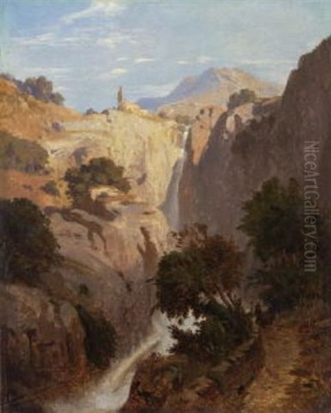 Gebirgsschlucht Bei Tivoli Oil Painting by Oswald Achenbach