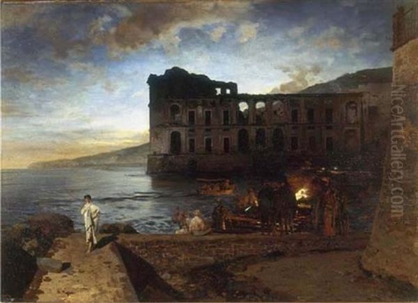 Ruine Des Palastes Der Donna Giovanna Bei Neapel Oil Painting by Oswald Achenbach