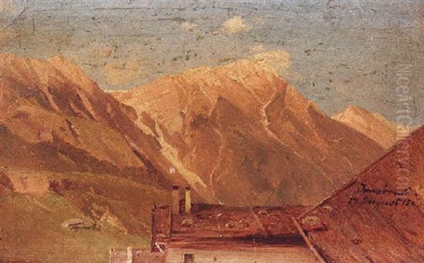 Fruhmorgendliche Berglandschaft Bei Innsbruck Oil Painting by Oswald Achenbach