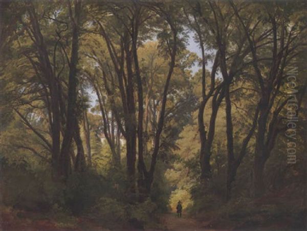 Wald Der Villa Chigi Bei Ariccia Oil Painting by Oswald Achenbach