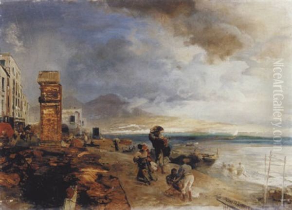 Blick Von Posillipo Auf Den Golf Von Neapel Oil Painting by Oswald Achenbach